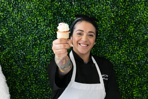 Client holding an ice cream cone
