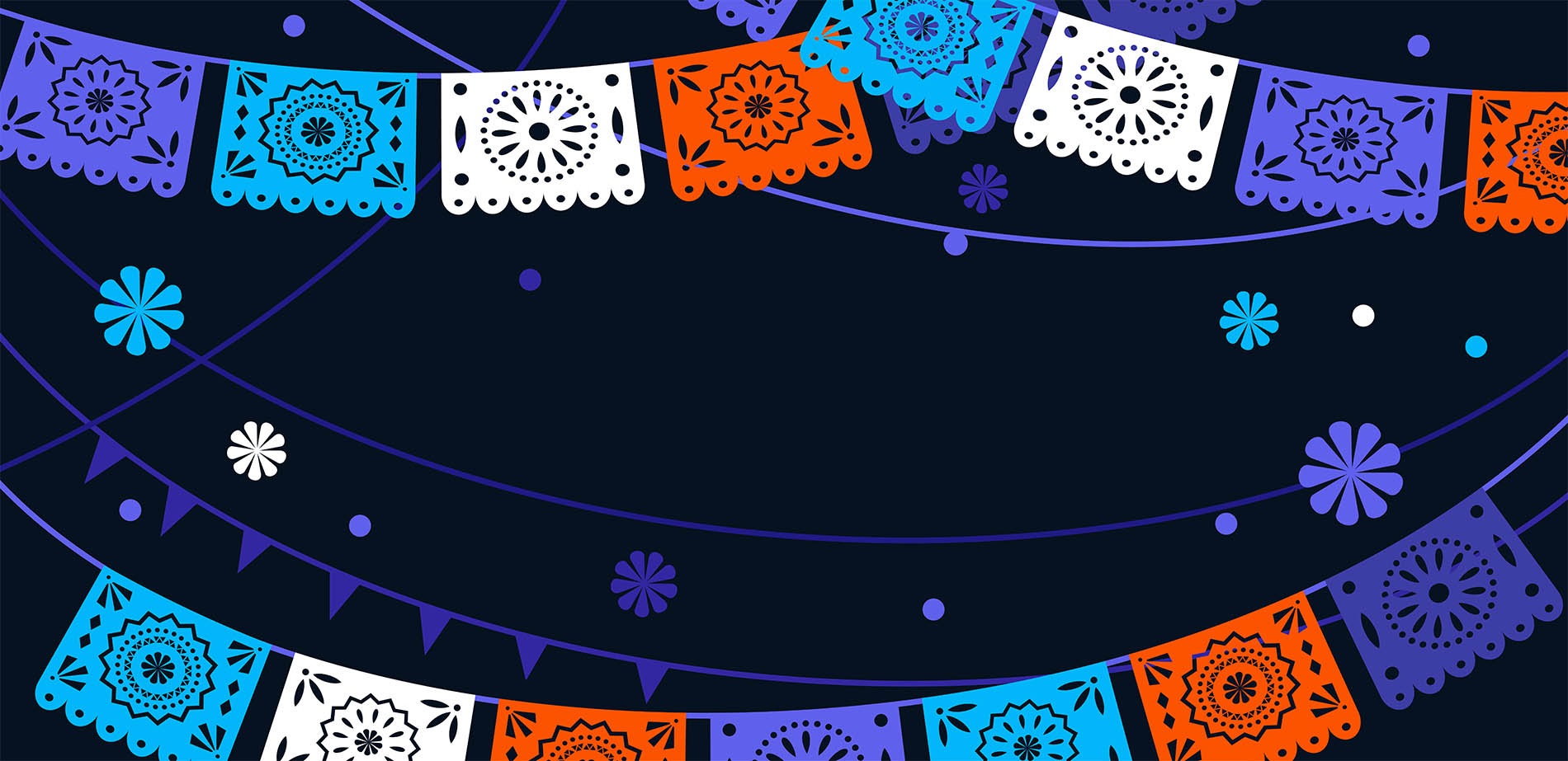 An illustration of papel picado streamers