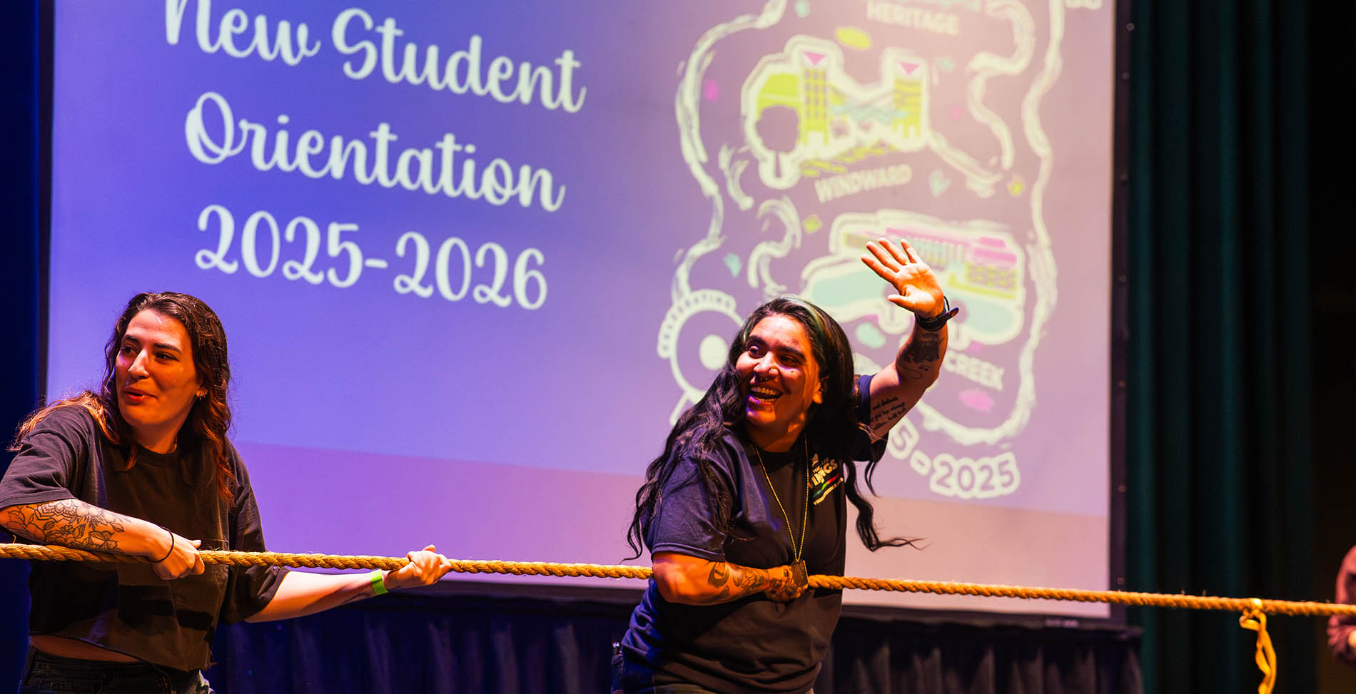 A tug of war contest at New Student Orientation