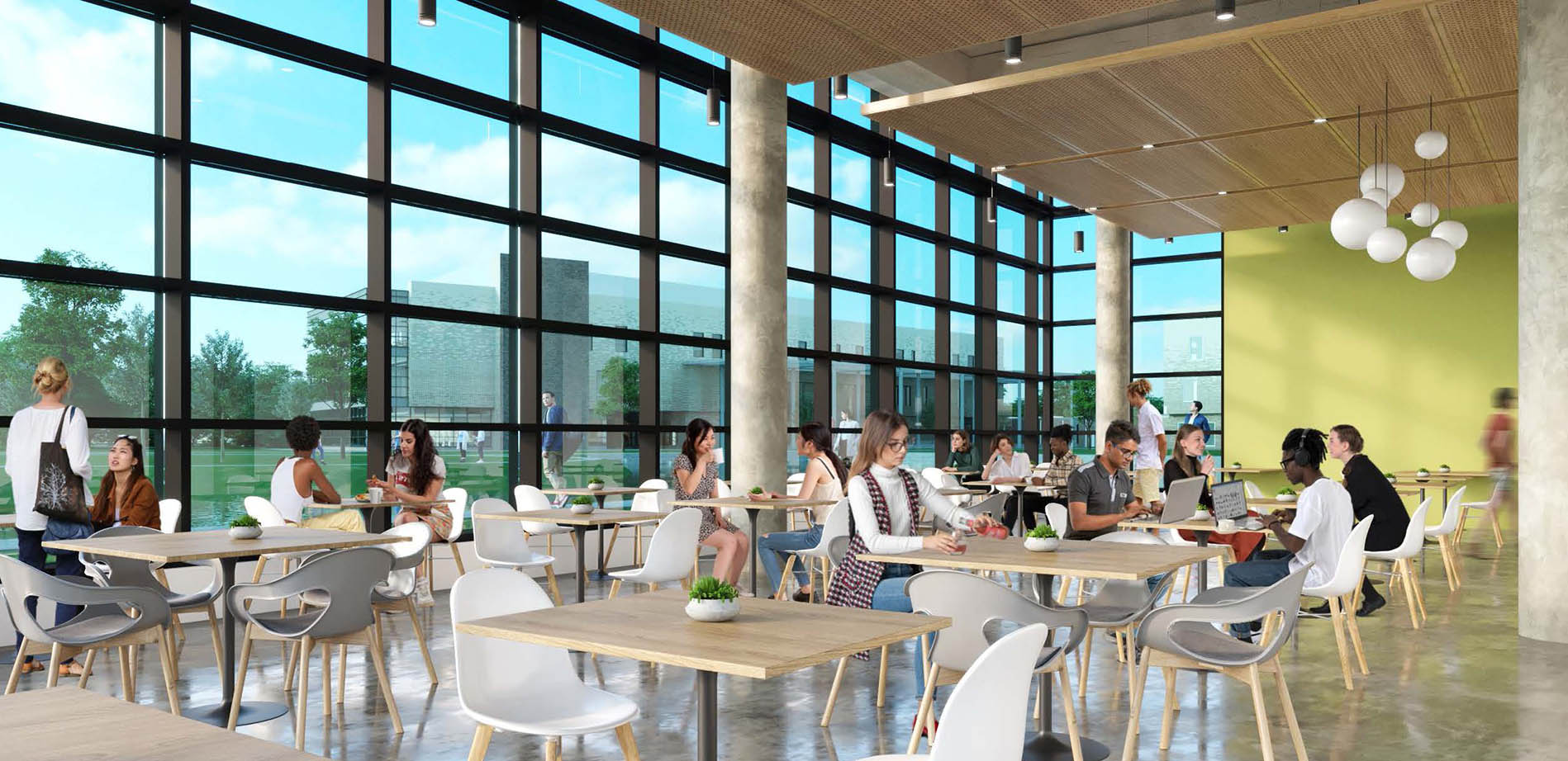 Architect rendering of Oso Creek Campus dining area