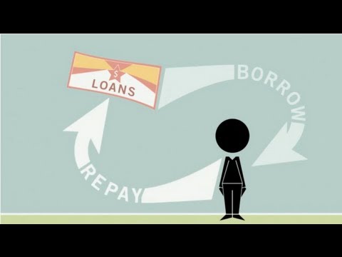 An arrow labeled REPAY extends from a person to a loan, and an arrow labeled BORROW extends from loan to the person again.
