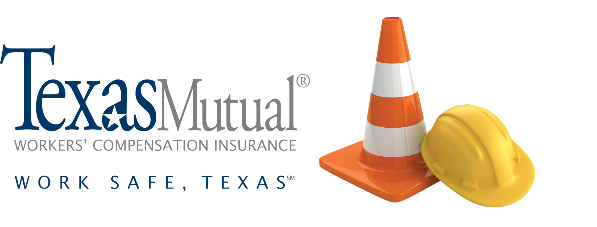 Texas Mutual Logo with safety cone and hardhat