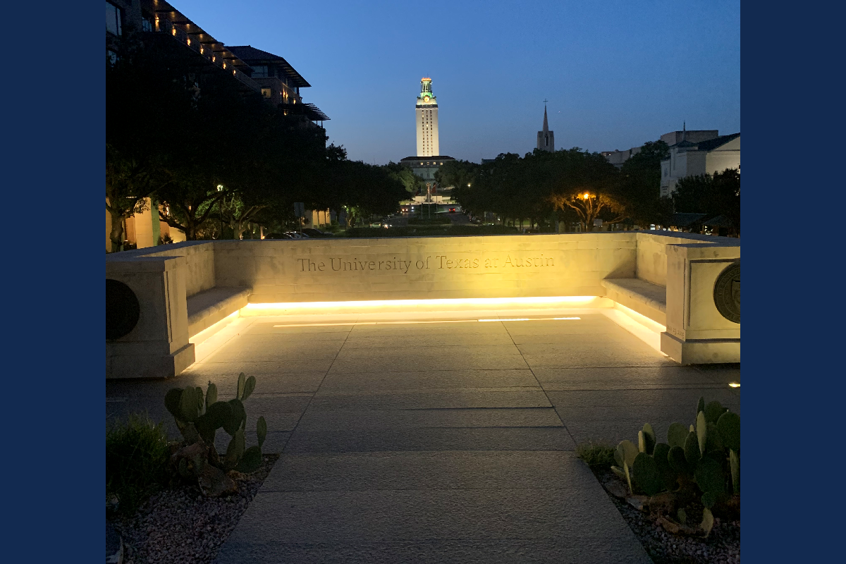 University of Texas at Austin courtyard at night