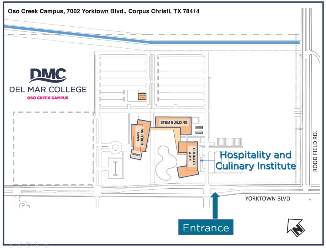 Map of culinary arts building with directions.