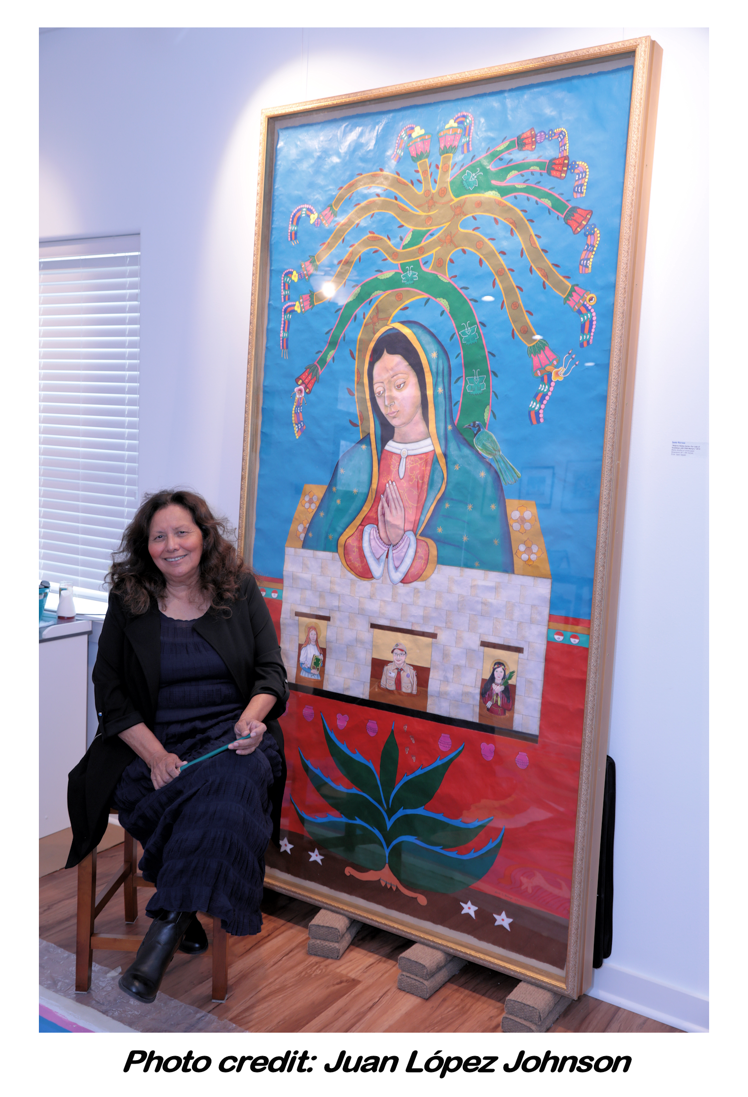 Santa Barraza with her artwork