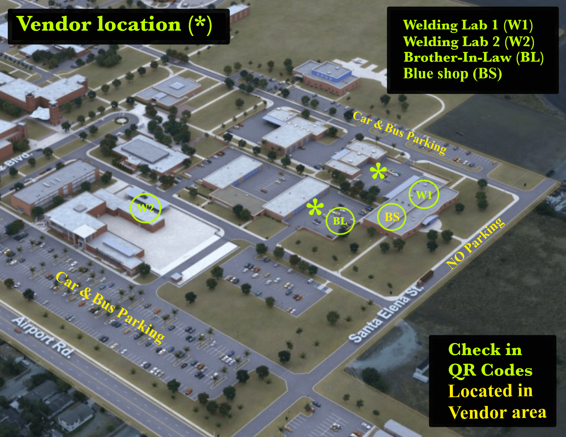 Map of Del Mar College Windward Campus Welding competition location