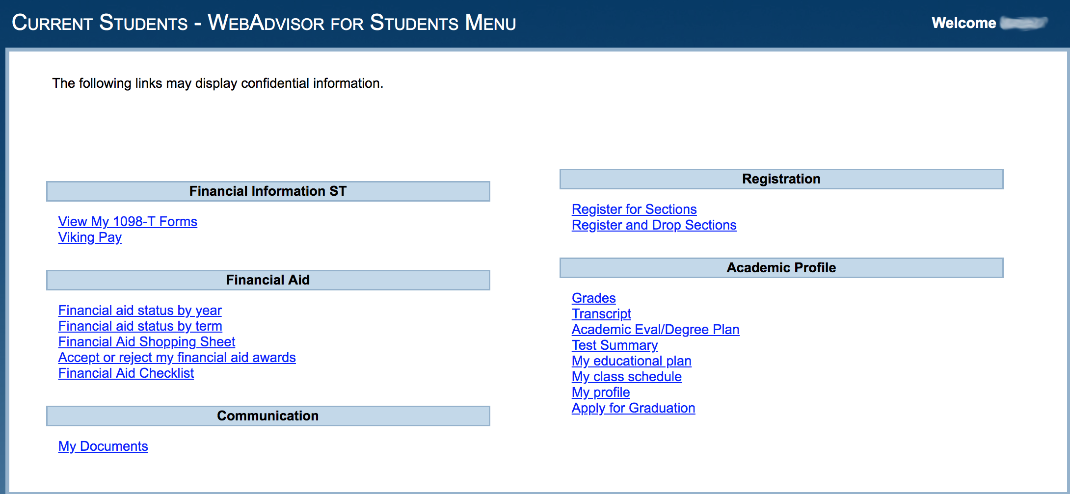 WebDMC Academic Profile page