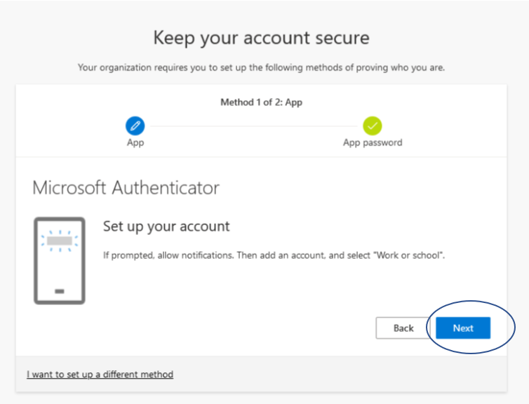 Microsoft Authenticator application screen two