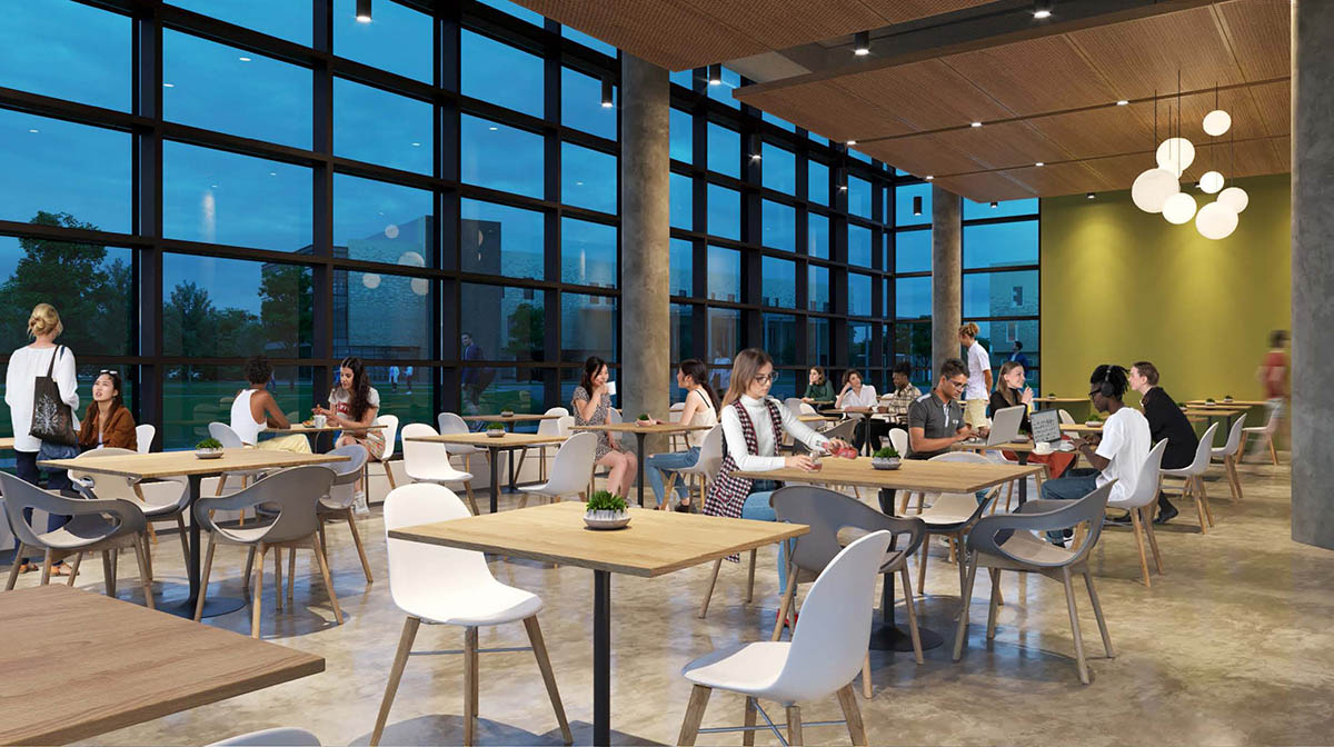 Rendering of a dining area at the Oso Creek Campus