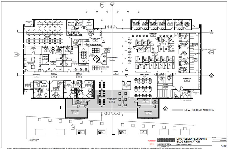 Proposed floor plan of renovated Heldenfels building