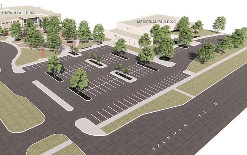 Parking lots for Harvin Center and Memorial Building